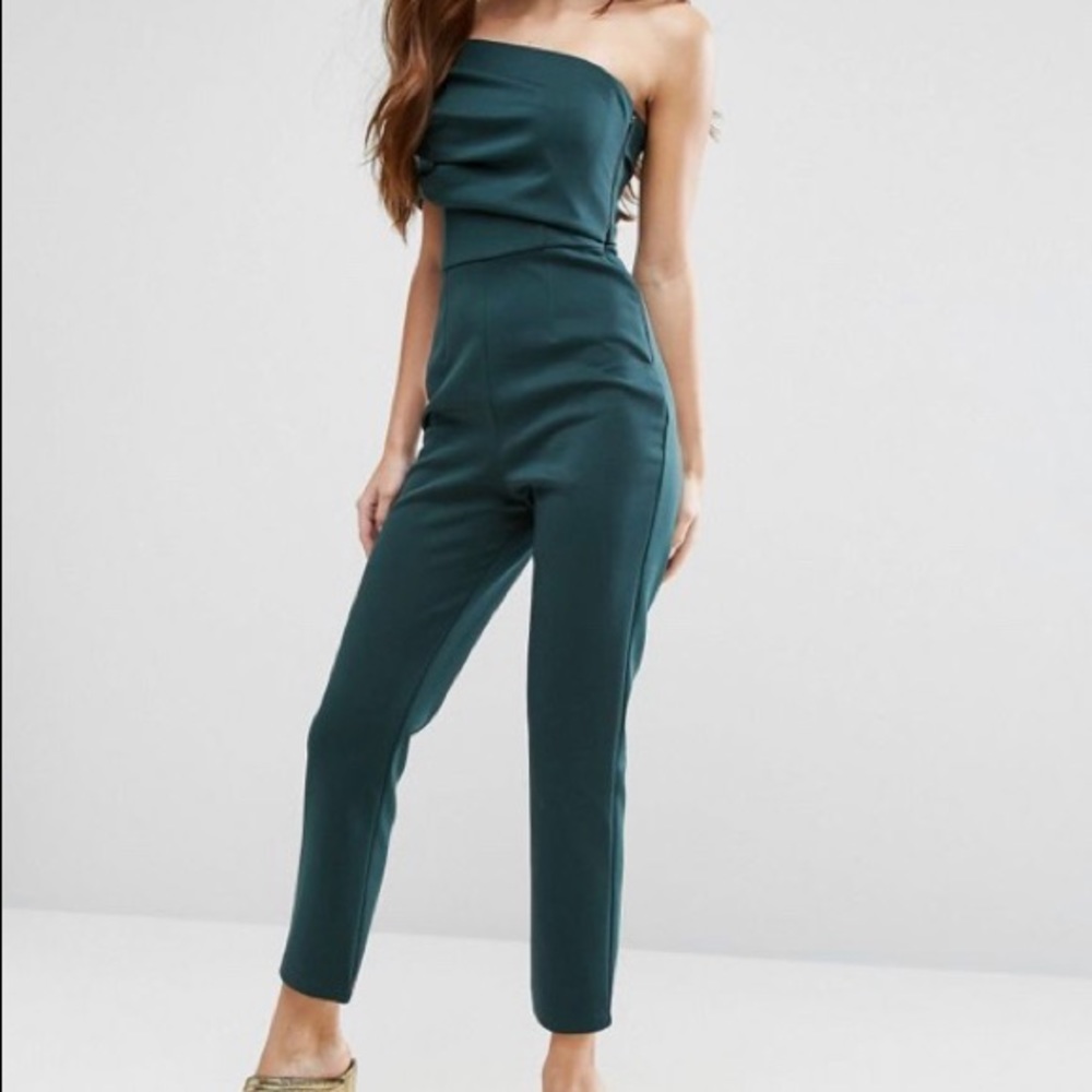 ASOS Jumpsuit with drape one shoulder in green